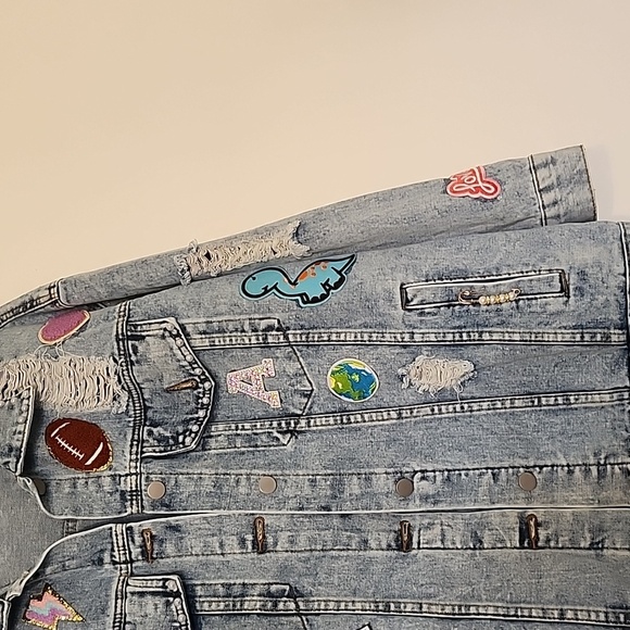 Denim Jacket for Football Mom with Football-Inspired Appliqués - Picture 3 of 16